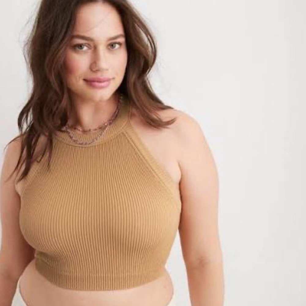 Aerie Super Chill Ribbed High Neck Top
